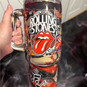 Rolling Stones Tongue Handmade Marble Glitter Tumbler Cup 40 oz